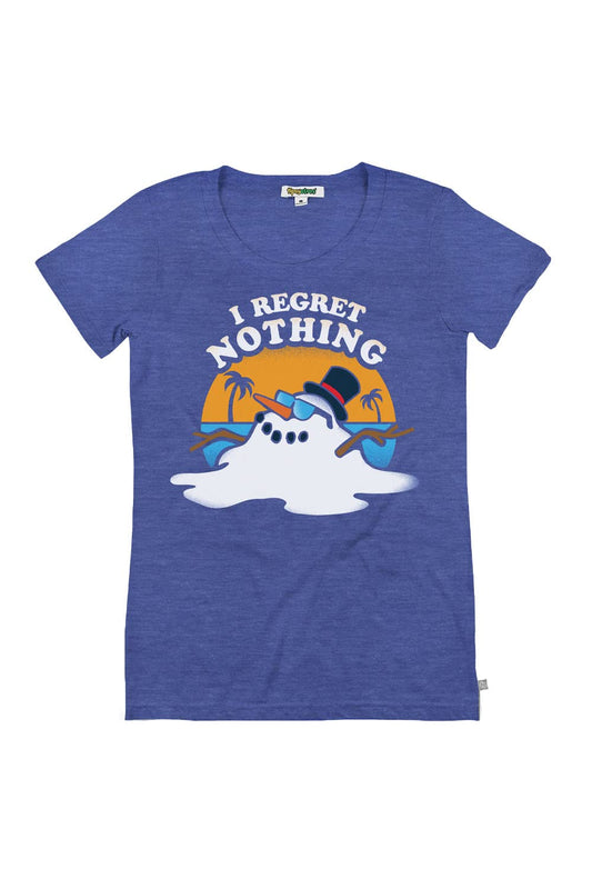 Funny Christmas T-Shirts for Women – I Regret Nothing (Blue)